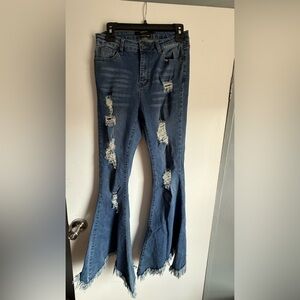 Lucky & Blessed Ripped Blue Flare Jeans